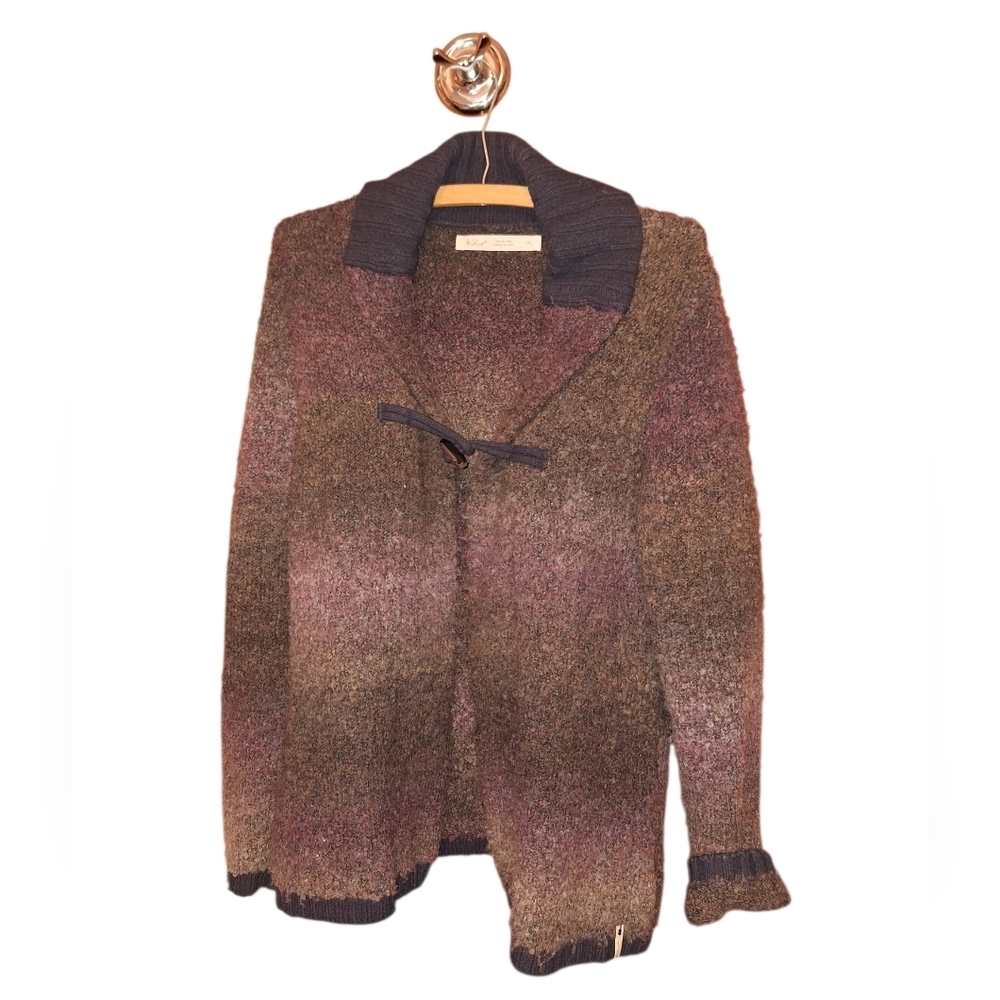 Woolrich  Large Wool Blend Cardigan Sweater NUBBY CARPET STYLE MULTICOLOR Boho